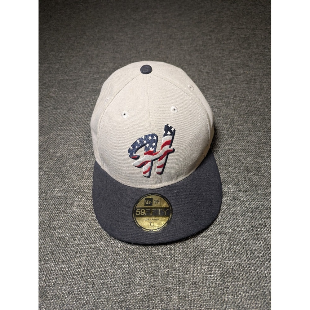 Hartford Yard Goats Milb New‎ Era Hat 7 3/4 Fitted USA Flag logo Baseball Cap